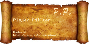 Plajer Péter névjegykártya
